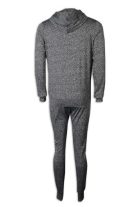 WTV171 Sports Suit Men's Coat Pants with Hat Thick Hat Rope Rubber Band Sports Pants Special Store back view